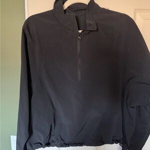 ALO YOGA CROPPED 1/4 ZIP ALUMNI PULLOVER BLACK WOMENS SZ Large